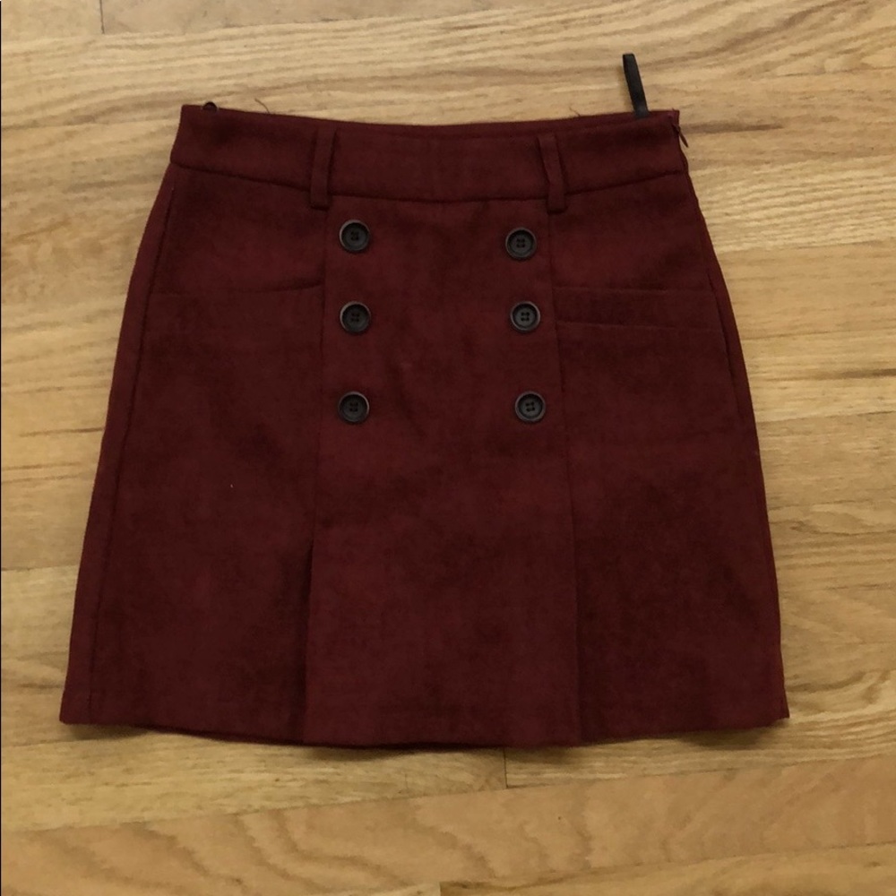 Mini Asymmetric Wool Skirt With Buttons & Pockets